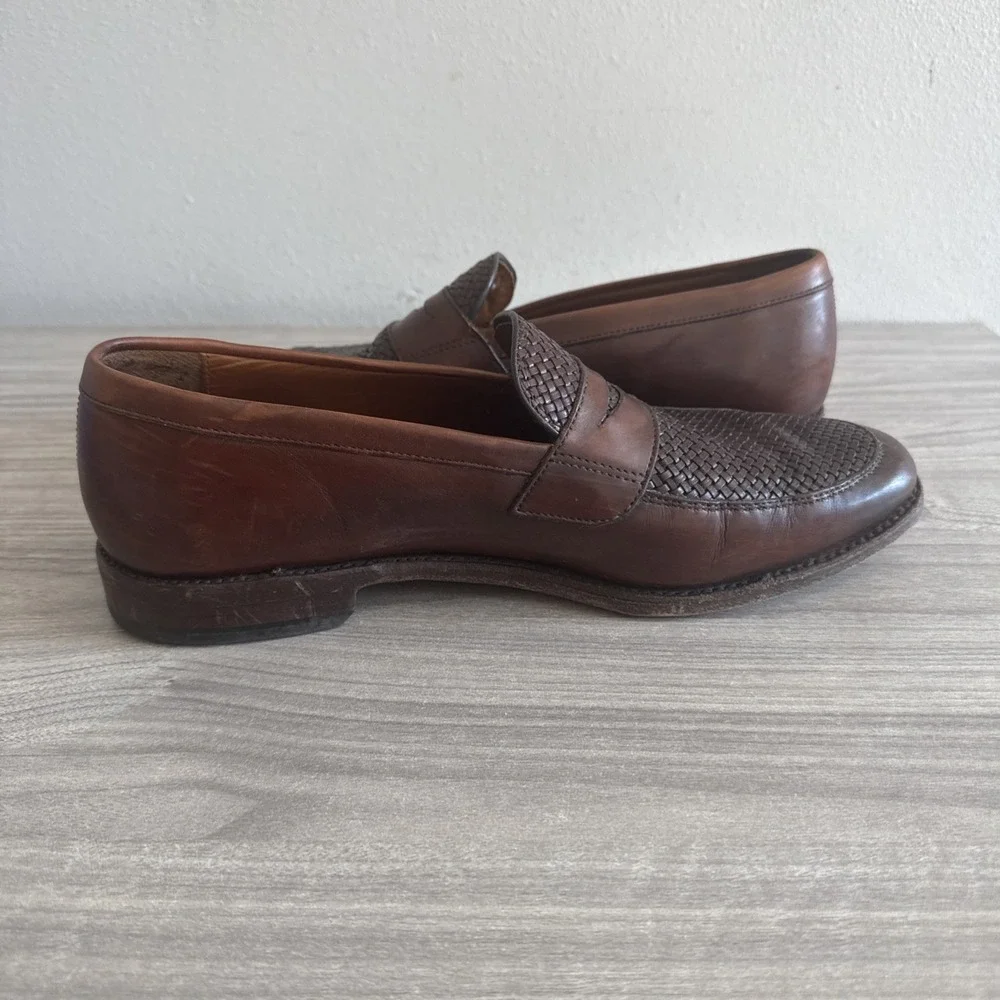 Allen Edmonds Men's Brown Chili Lake Bluff Weave Penny Loafers 10.5 D 1088 Shoes